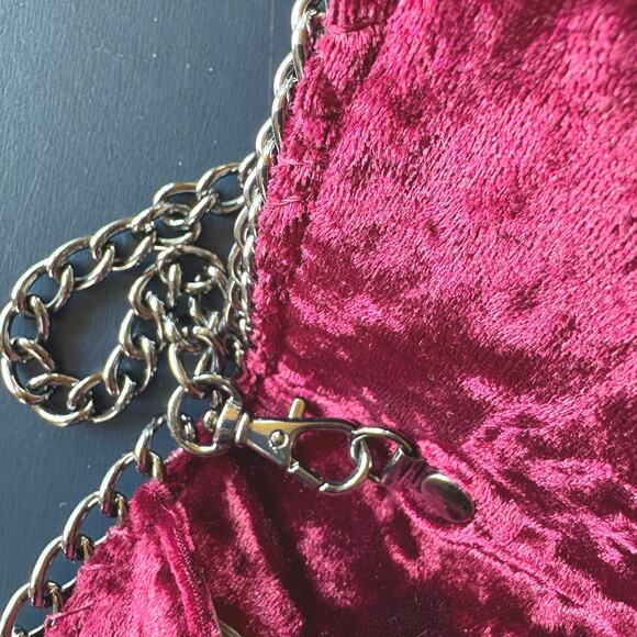 Burgundy Velvet Bag Gothic Gunmetal Silver Chain Crossbody Chelsea28 Nordstrom - Picture 6 of 11